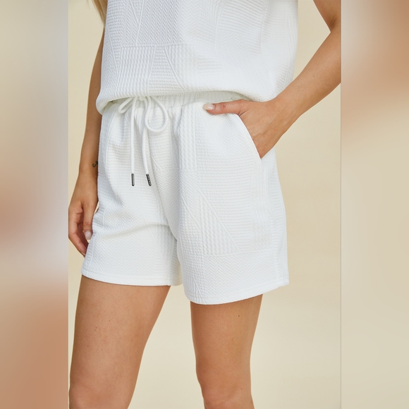 Double Take Full Size Texture Flounce Sleeve Top and Shorts Set - Picture 9 of 11